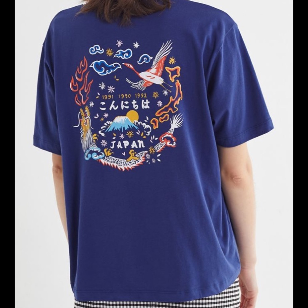 Urban Outfitters Embroidered Japanese Art Tee